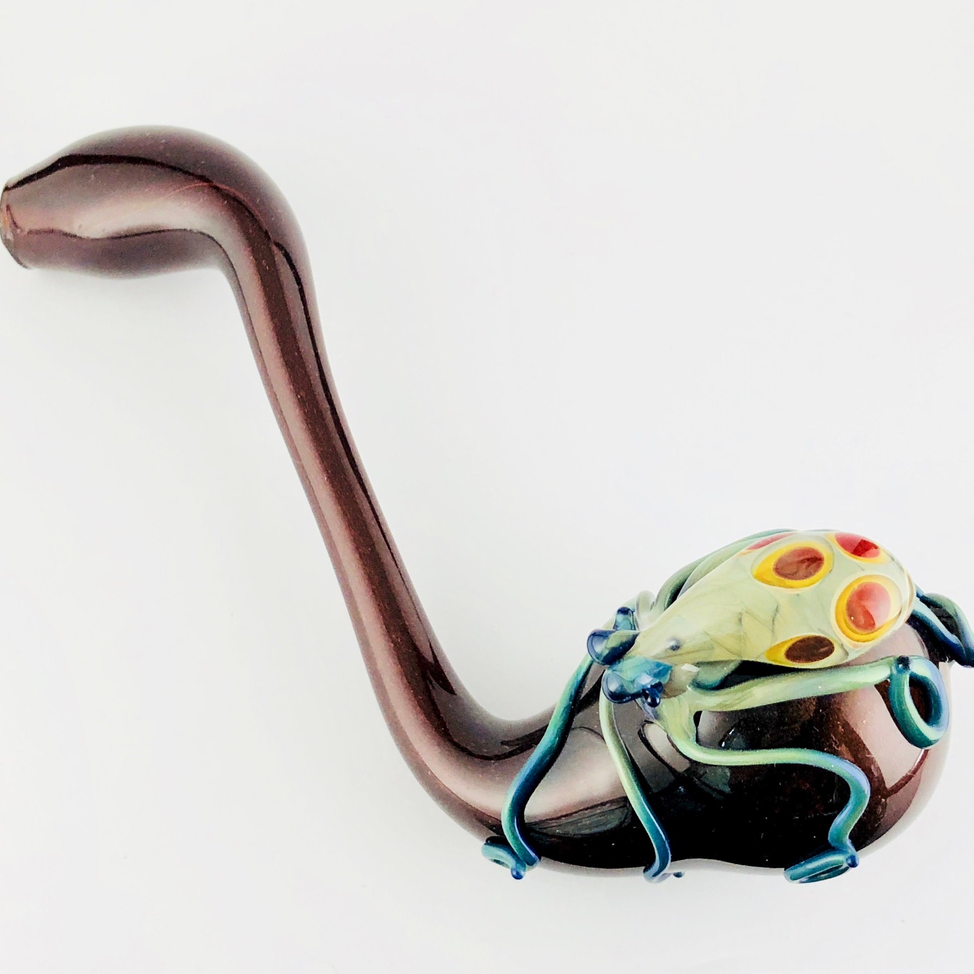 Octopus Large Glass Sherlock Pipe Kandy Apple Red & Silver Amethsyt, 680