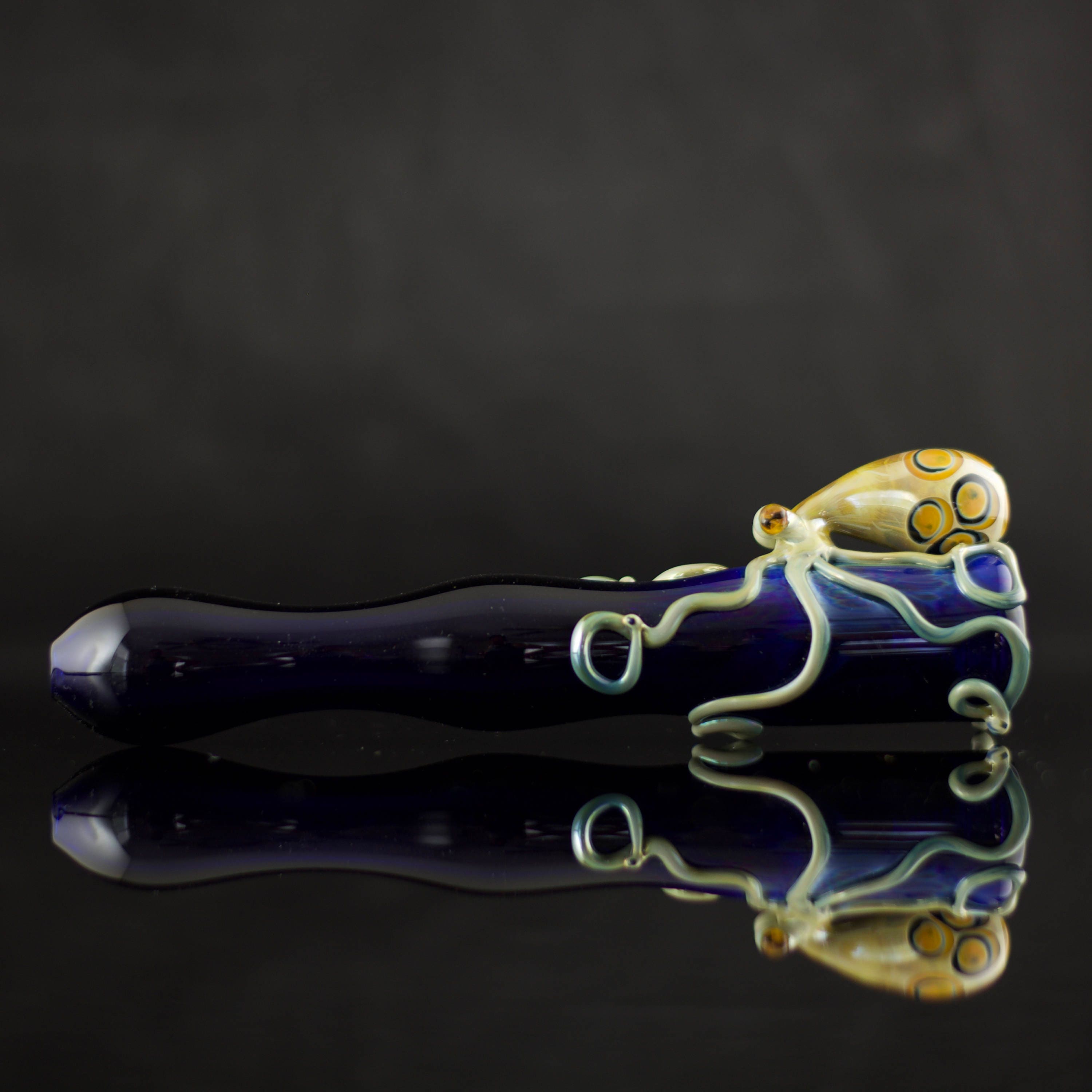 Octopus Large Chillum / Glass Pipe / Pyrex / Blue Ring Octopus