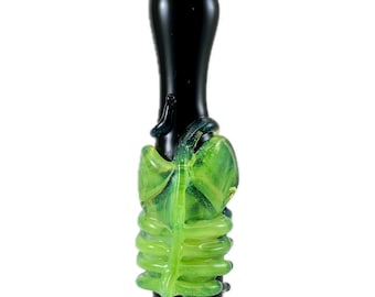 Sci-Fi Glass Chillum Pipe, Alien Facehugger Art (Custom Colors, Thick Wall)