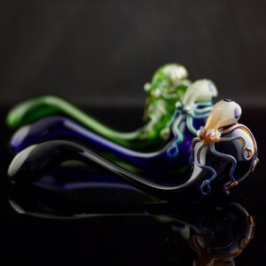 Octopus Glass Pipe: Large Handblown Sherlock with Custom Colors image 5
