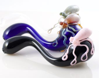 Octopus Sherlock Pipe: Hand-Blown Glass, Custom Colors