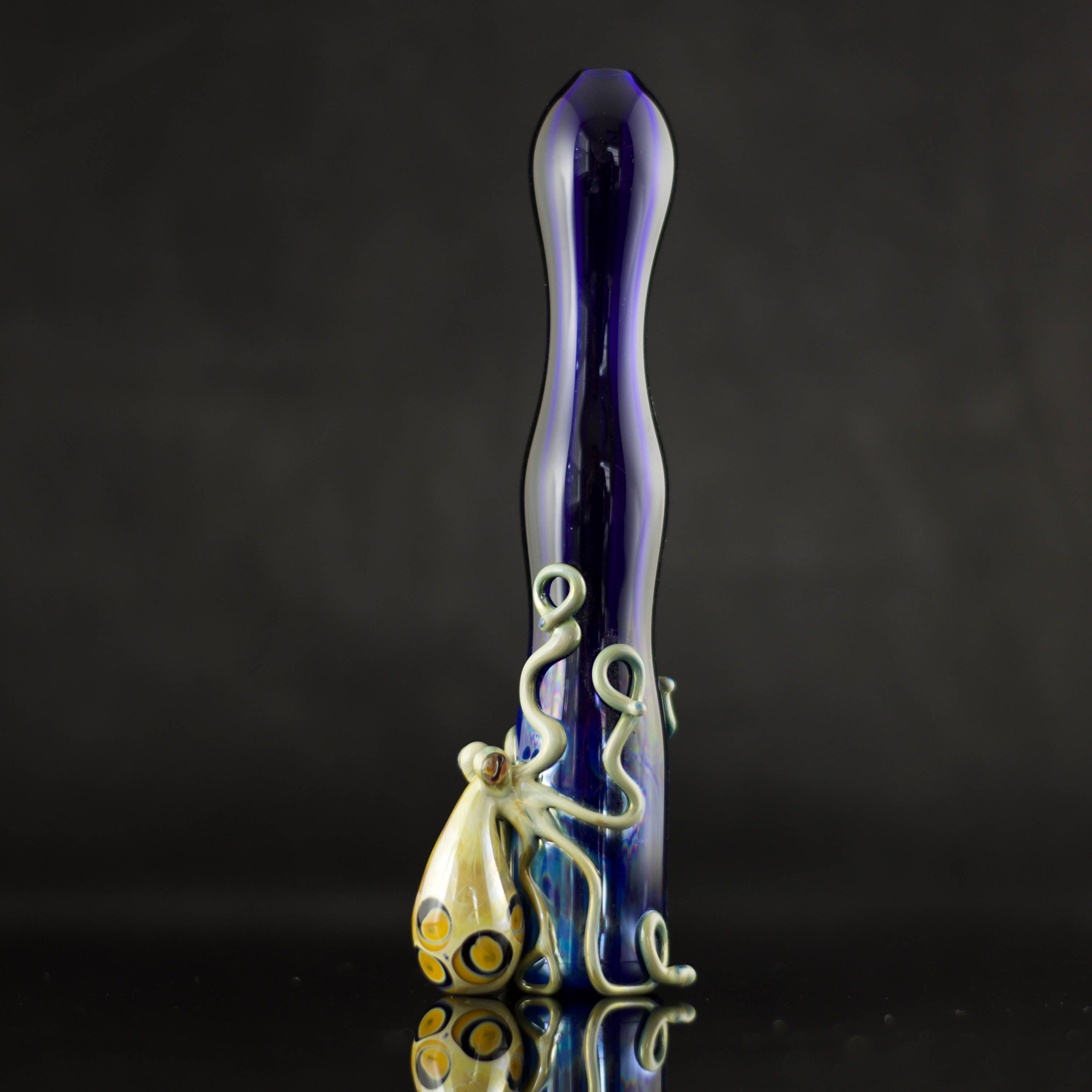 Octopus Large Chillum / Glass Pipe / Pyrex / Blue Ring Octopus