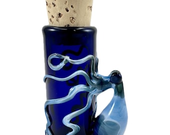 Octopus Glass Jar, Hand-Blown Cobalt Blue (Small Storage or Vase)