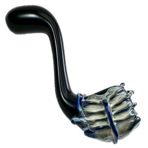 Pipa de vidrio Sherlock: diseño xenomorfo negro - Soplada a mano con detalles en amatista