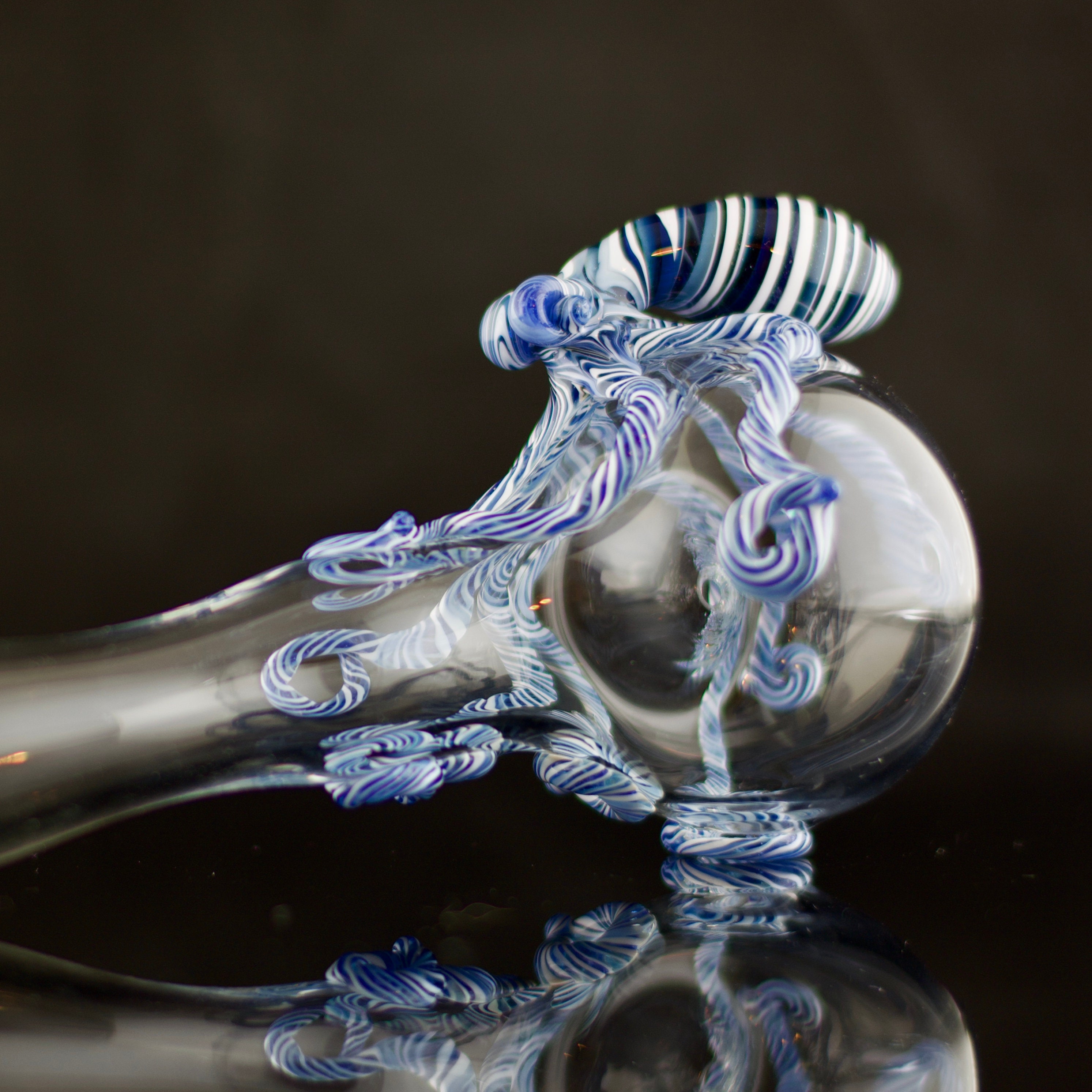 Octopus Large Glass Spoon Pipe in Clear & Artist Swirl, 678