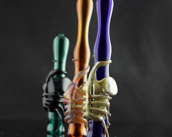 Facehugger Glass Chillum Bat Pipe in Your Choice of Color