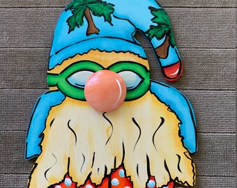 Wreath Attachment Summertime Beach Gnome Sign