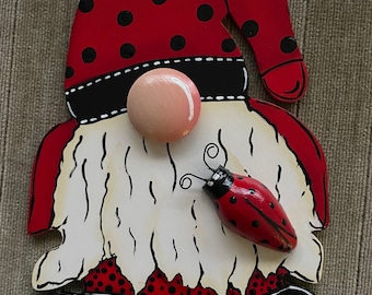 Wreath Attachment 3D Lady Bug Gnome Summertime Gnome Sign