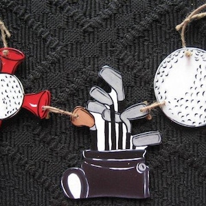 GOLF Charm 3 piece w/ Rope for Welcome Sign or Wreath-- or Your Choice of Design