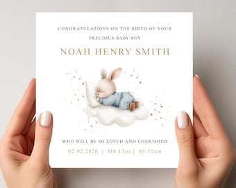 New baby boy card - Personalised congratulations on your precious baby boy