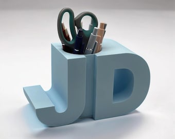 Custom Initials Pen Holder | Letter Initials Desk Organizer | Letter Pen Holder | Custom Desk Organizer | Personalized Pen Holder - USA