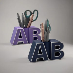 Initials Outline Pen Holder | Initials Outline Desk Organiser | Custom Desk Organiser |  Personalised Office Desk Accessory | Pencil Holder