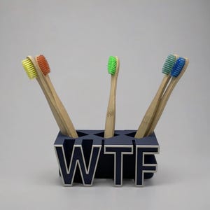 Custom WTF Text Toothbrush Holder | Custom WTF Toothbrush Organizer ...