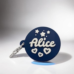 Étiquette personnalisée | Porte-nom personnalisé | Étiquette de sac personnalisée | Étiquette à bagage personnalisée | Étiquettes pour sac d'école pour enfants | Plaque nominative circulaire imprimée en 3D - CAN