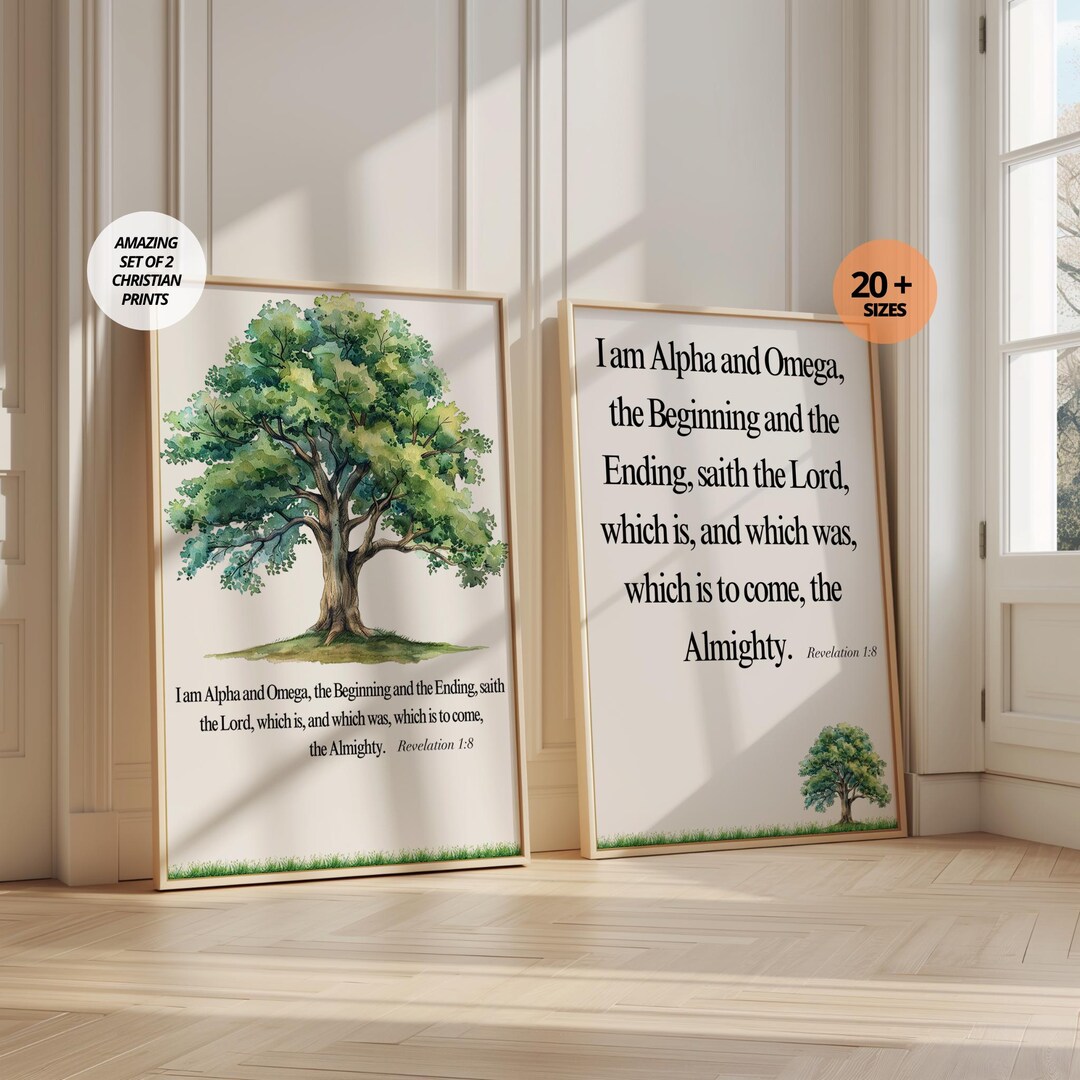 Alpha and Omega Bible Verse Wall Art: Christian Scripture Prints ...