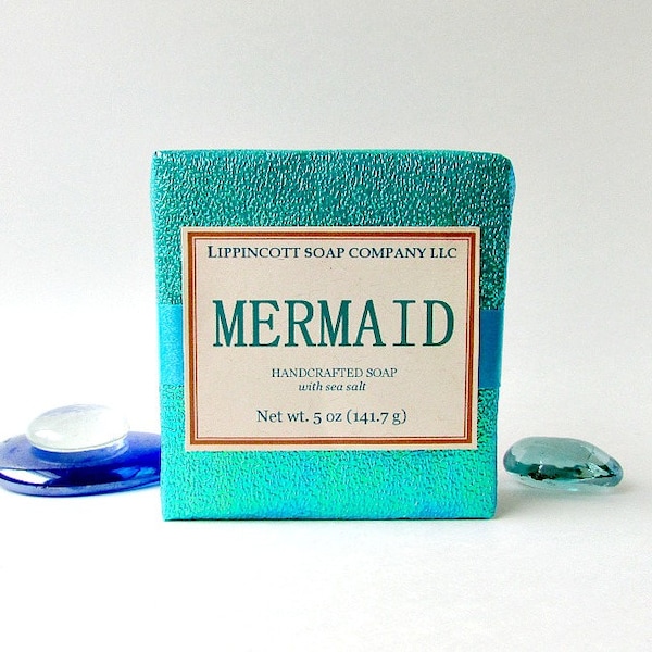 Mermaid Soap, Mermaid Cold Process Soap, Sea Salt Soap, Bar Soap, Gift for Her, Stocking Stuffer, Mermaid Gift, Mermaid Party Favor