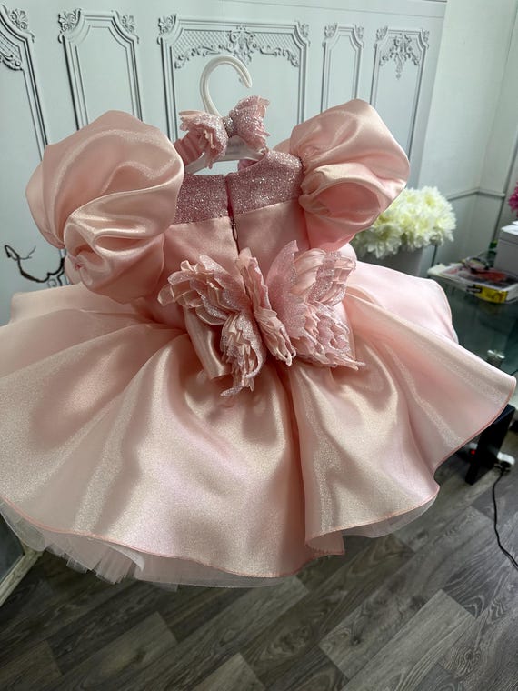 Tutu Peach Butterfly First Birthday Dress, Girl Puffy Dress, 1st Birthday  Dress, Toddler Girl Dress, Pageant Baby Dress, Princess Baby Dress - Etsy