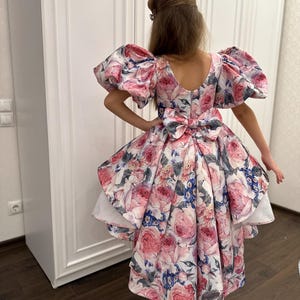 Baby-Mädchenkleid mit Blumendruck für besondere Anlässe, Geburtstagspartykleid, Tutu-Blumenmädchen- und Abschlussballkleid, Blumenmädchenkleid, Hochzeits-Babykleid