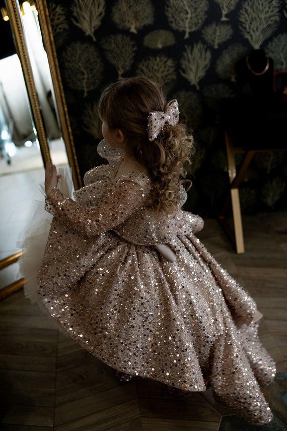 gold sequin dress with train A-line Sequin Empire Gold Prom Dress Long Sweep Train PSK152 US12 / Gold main image 1