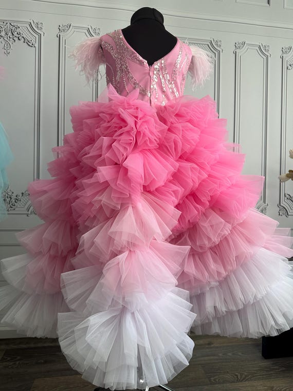 chinese dress ladies Baby Girl Dress Tulle Sleeveless Bow Party Princess Dress Multi Layere   deaotoys