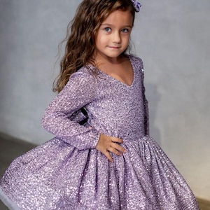 LIlac Sparkling Baby Girl Dress, Sequin girl Dress, First Birthday Dress, Fancy Toddler Dress, wedding baby dress, tutu girl baby dress
