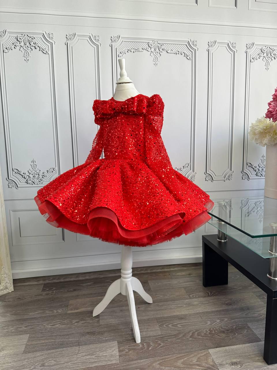 red christmas dress with bows 2026 Girl Dress, Christmas Sequin Bow Dress, Holiday Toddler Dress, Girl Fluffy Tutu Dress, Lace Girl Dress, Elegant Pageant Dress style:Lace up