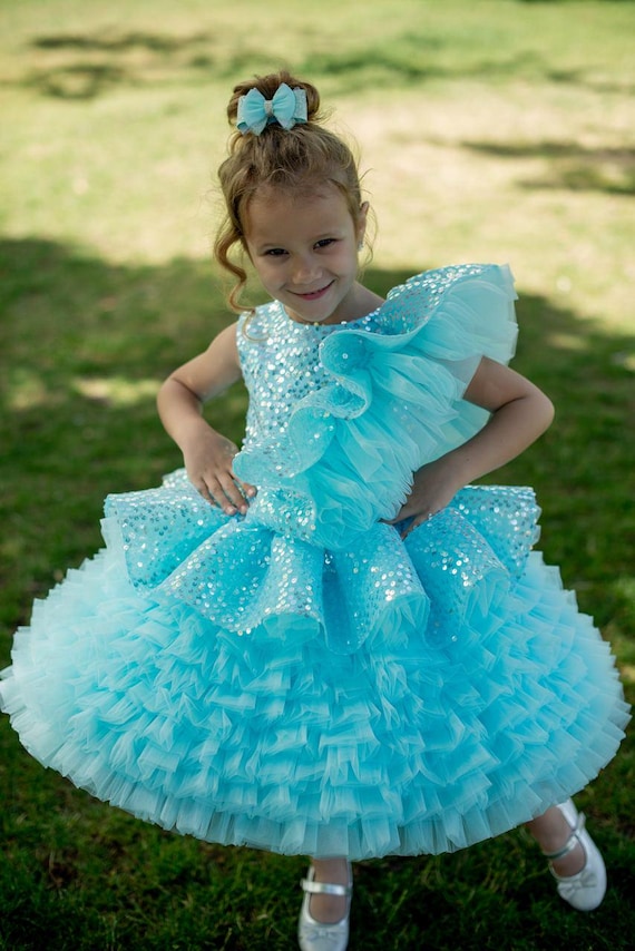 Turquoise Baby Dresstutu Tulle Sequin, Dress for Baby Girl