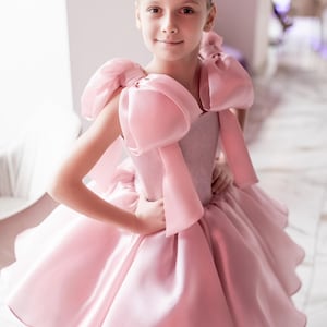 Rosa Baby Tutu Kleid Pageant Geburtstag, Ausgefallenes Mädchenkleid, Hochzeitsbabykleid, Schleifenmädchenkleid, Puffy, Flauschig, Prinzessinnenkleid, Kleinkindkleid
