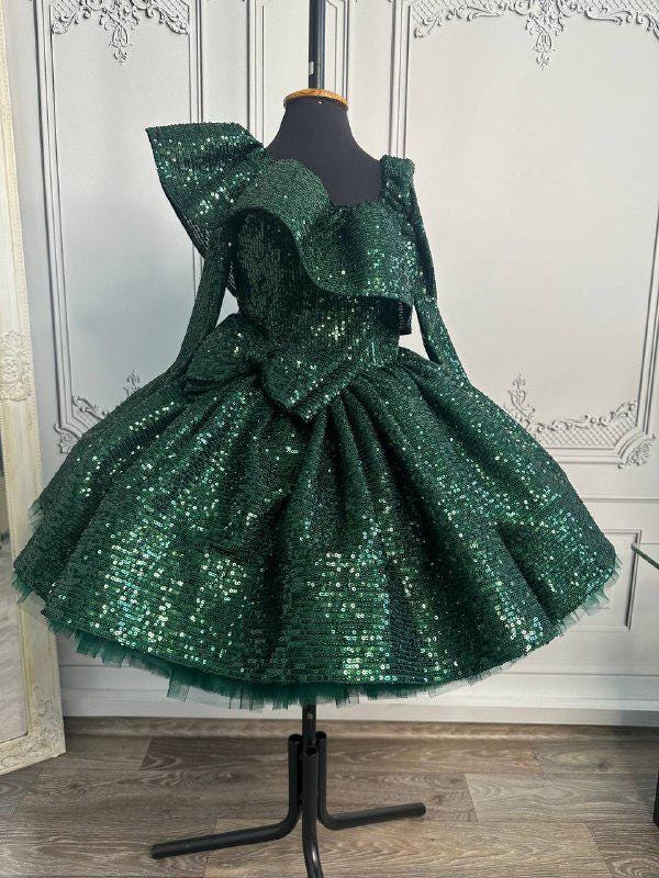 girls green sequin dress Emerald Tutu Girl Dress, Toddler Girl Dress, Pageant Baby Dress, Elegant Baby Dress, Event Baby Dress, Gift Baby Black/Nude