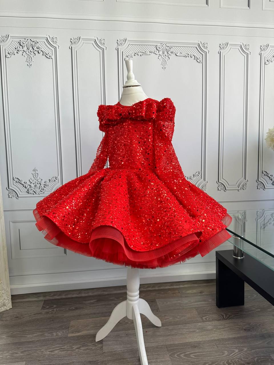christmas sequin dress 2026 Girl Dress, Christmas RED Bow Dress, Holiday Toddler Dress, Girl Fluffy Tutu Dress, Lace Girl Dress, Elegant Pageant Long sleeve