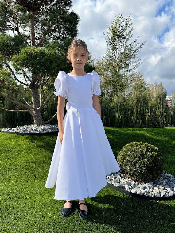 Elegant White First Communion Dress for Girls | Birthday & Baptism Toddler Dress - Etsy Israel Elegant White First Communion Dress for Girls | Birthday & Baptism Toddler Dress - Etsy Israel