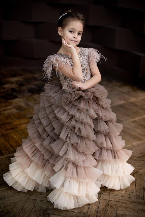 Cappuccino Ombre Long Fancy Dress - Perfect Birthday, Prom & Flower Girl  Gown - Etsy Canada