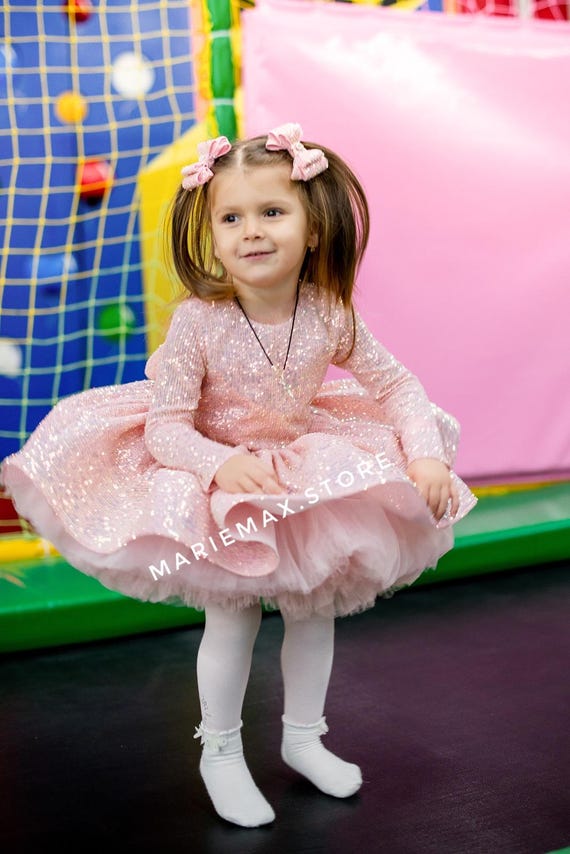 Pink Elegant Baby Girl Dress, Sequin Tutu Dress, First Birthday