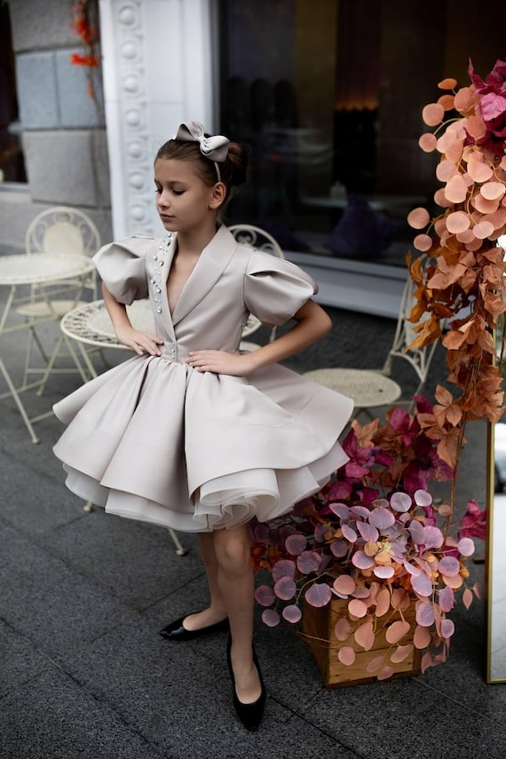 Cappuccino Princess Puffy Sleeve Girl Dress, Fancy Baby Dresses, Wedding  Guest, Birthday Girl Dress, Tutu Baby Dress, Pageant Girl Dress - Etsy