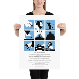 Aesops Fable Der Löwe und die Maus Poster