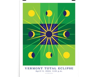 Eclipse total de Vermont 2024 Póster