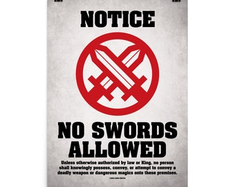 No Swords Allowed Medieval Poster