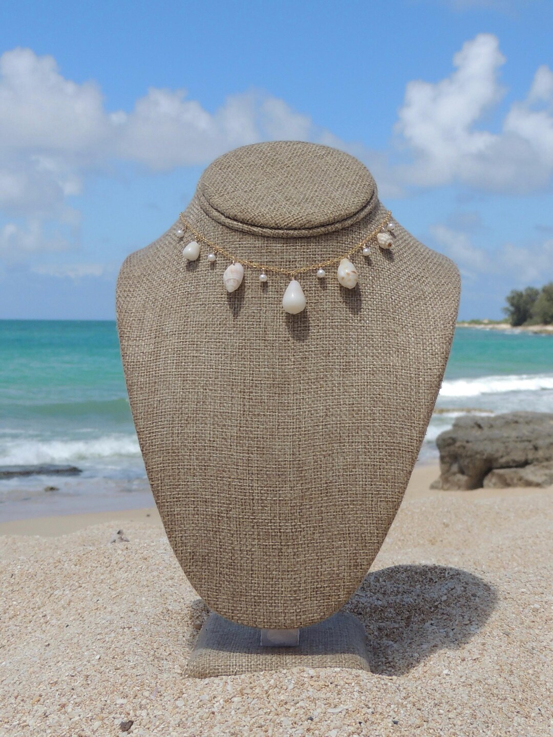 ハワイアンシェルチャームネックレス、14カラットゴールドフィルド