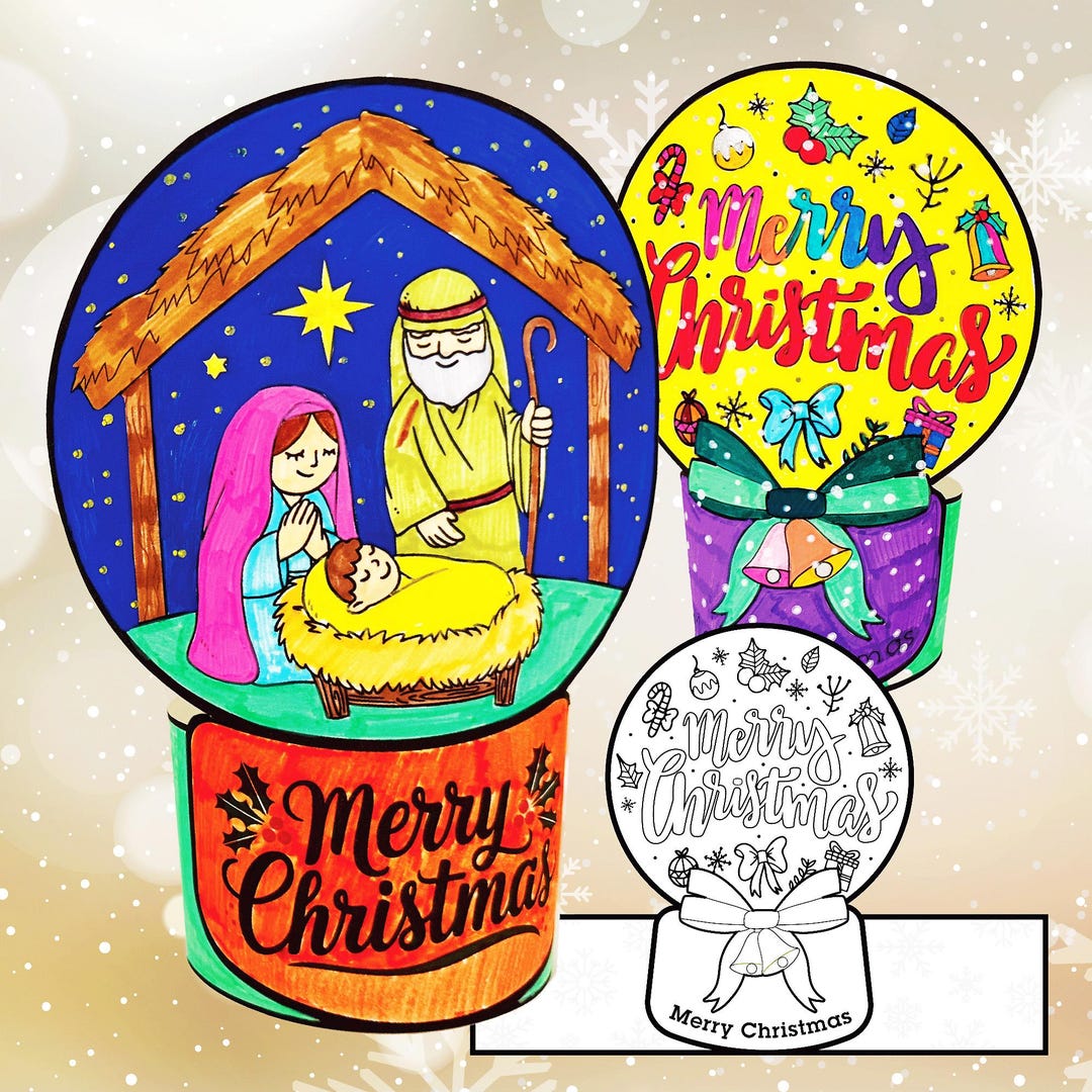 3D Christmas Snow Globe Crafts for Kids Fun Holiday Printable ...