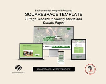 Nonprofit Squarespace Website Template, Environmental Charity (3-Page)