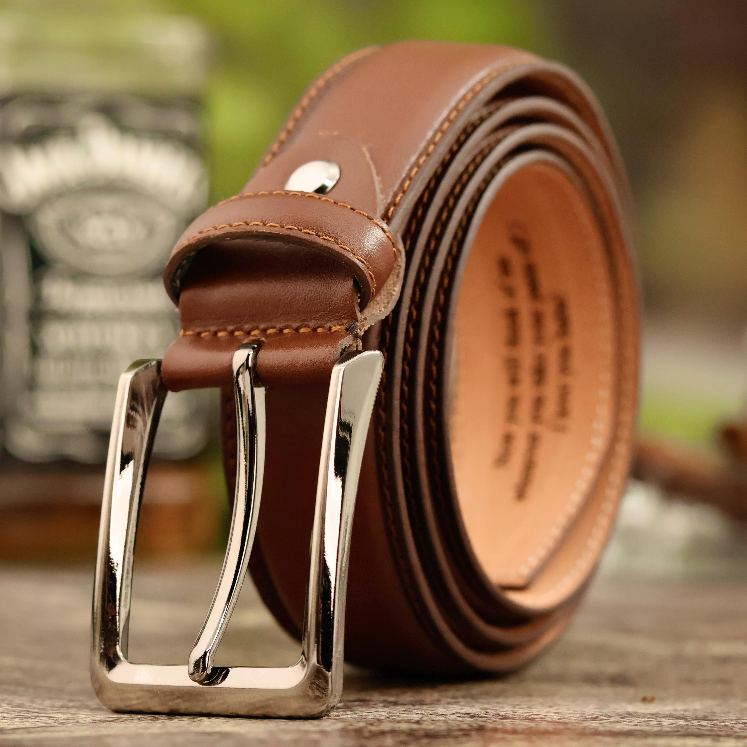 Handcrafted Men's Leather Belt - Custom Name Laser Engraving