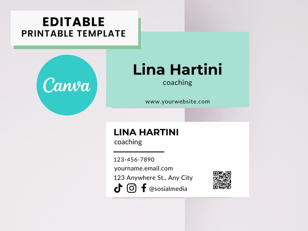Printable Business Card Template Canva, Instant Download, Printable Business Card, Diy Modern ...