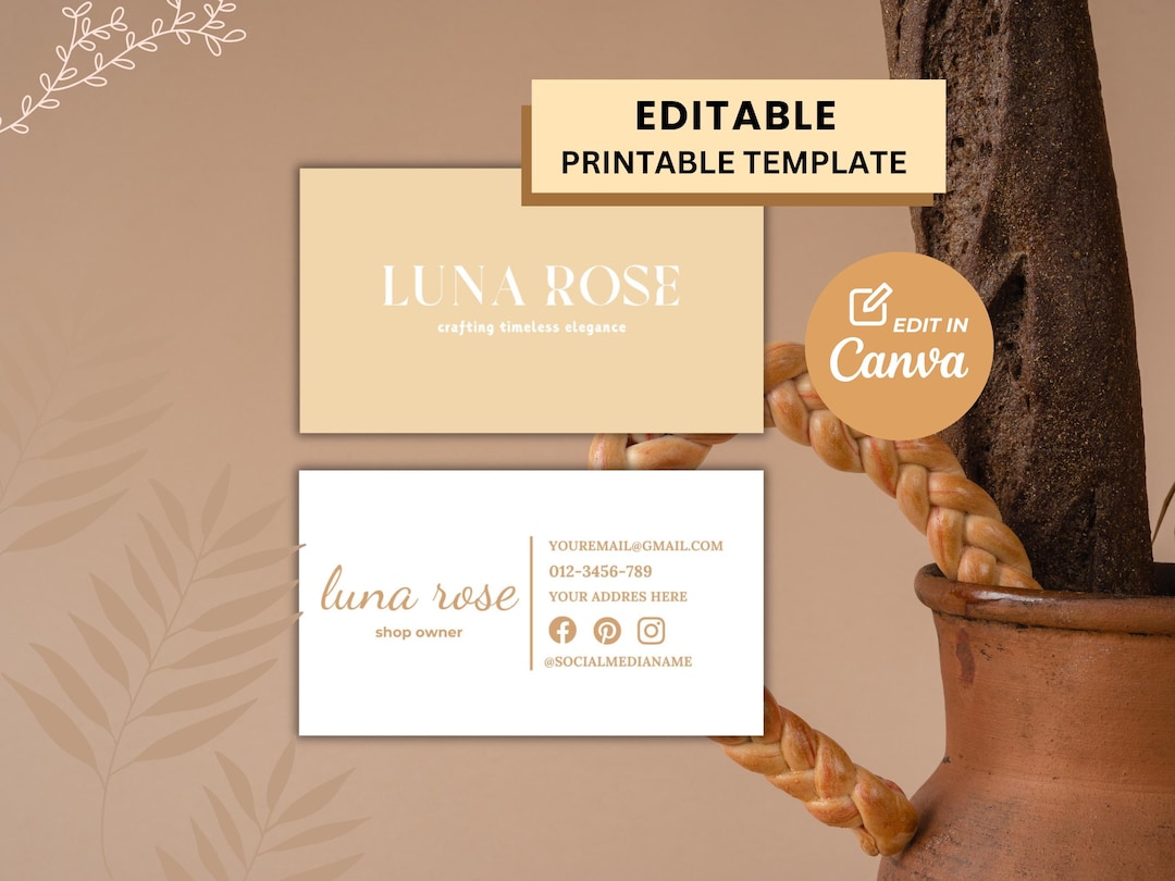 Printable Business Card Template Canva, Instant Download, Printable Business Card, DIY Modern ...