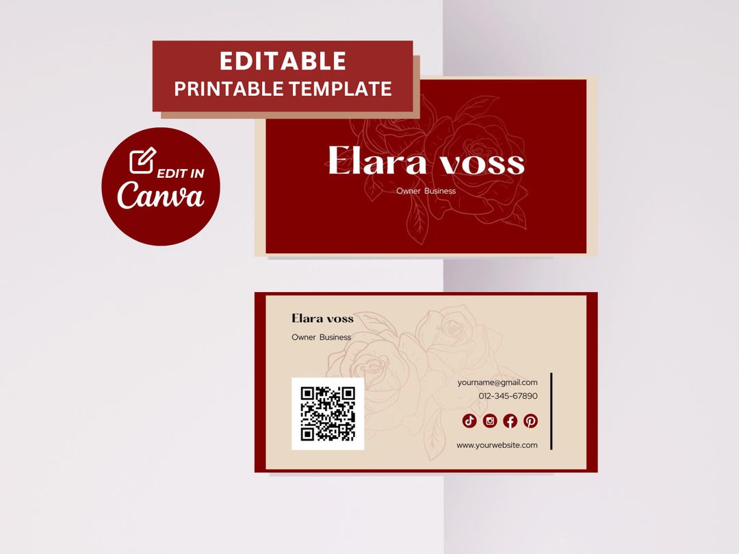 Printable Business Card Template Canva, Instant Download, Printable Business Card, DIY Modern ...