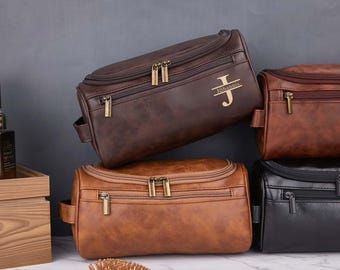 Personalized Men's Leather Toiletry Bag, Custom Men's Toiletry Bag, Engraved Bathroom Travel Bag,Groomsmen Gifts,Gift for Him,Gift for Men