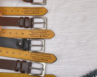 Funny Gift for Men, Valentines Gift, Custom Engraved Leather Belt for Husband, Personalized Leather Belt, Anniversary Gift, Valentines Gift