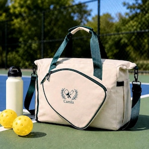 Gepersonaliseerde pickleballtas, sporttas met monogram, geborduurde draagtas als cadeau voor pickleballliefhebbers, pickleballtas voor dames, cadeau voor sportieve meiden