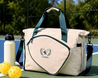Personalized Pickleball Bag,Custom Monogram Duffel Bag,Embroidered Tote Gift for Pickleball Lovers,Women Pickleball Bag,Sport Girl Gift