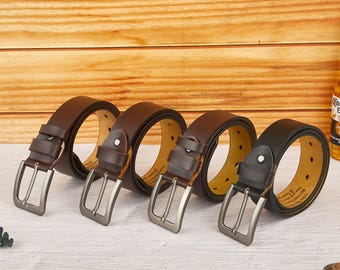 Anniversary Personalized Leather Belt Handmade Belt with Name, Custom Leather Belt for Boyfriend,Father's Day Gift, Unique Gift for Husband