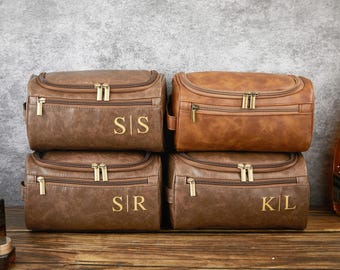 Personalized Men's Leather Toiletry Bag, Custom Men's Toiletry Bag, Engraved Bathroom Travel Bag,Groomsmen Gifts,Gift for Him,Gift for Men